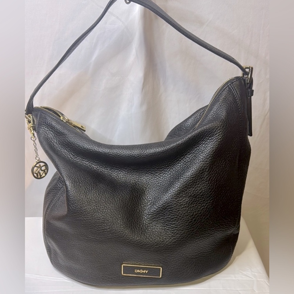 DKNY Black Leather Hobo Bag